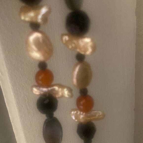 Fresh water pearls abalone beads and crystals necklace 36 inches long - Picture 4 of 5